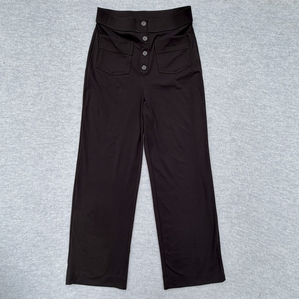 Halara Day Stretch Wrinkle Resist High Waisted Pockets Straight Wide Pants Med
